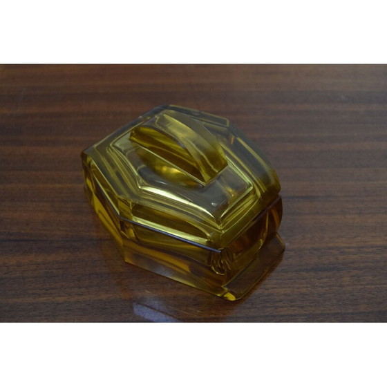 Image 1 of Boîte en verre décorative vintage, tchèque 1950