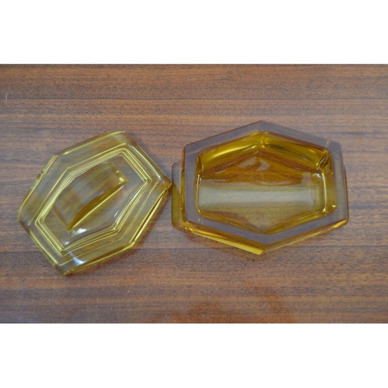 Image 1 of Boîte en verre décorative vintage, tchèque 1950