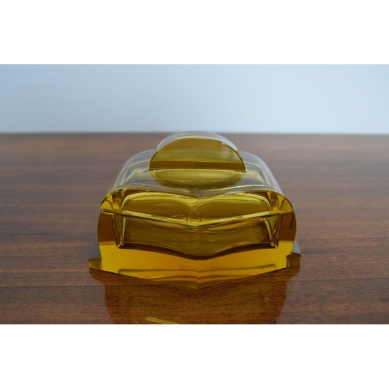 Image 1 of Boîte en verre décorative vintage, tchèque 1950