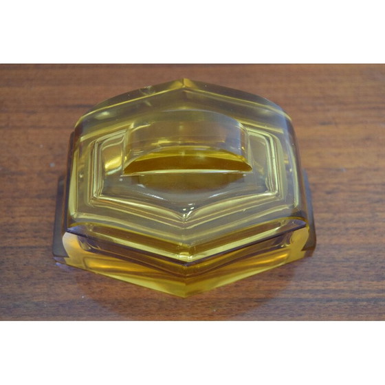 Image 1 of Boîte en verre décorative vintage, tchèque 1950