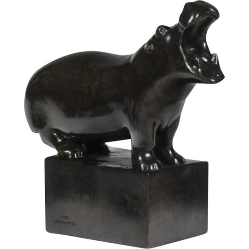 Sculpture vintage "Hippopotame" en bronze et fonte de François Pompon pour Valsuani, 2006