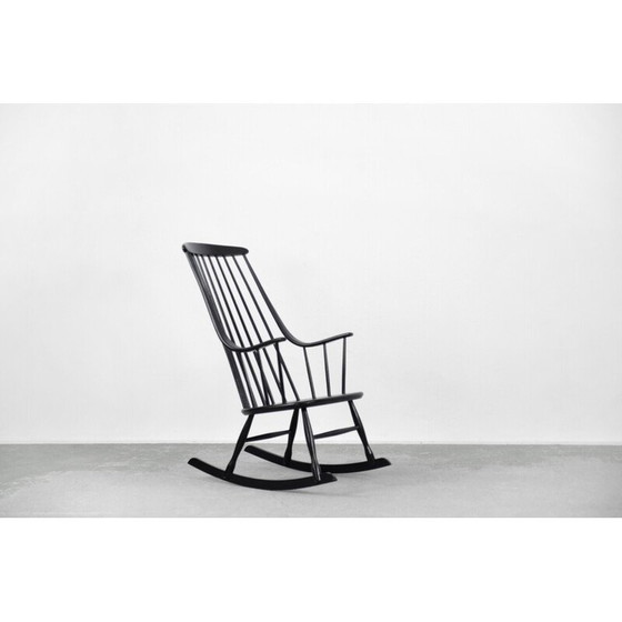 Image 1 of Fauteuil à bascule Grandessa vintage suédois en bois noir par Lena Larsson pour Nesto, 1960s