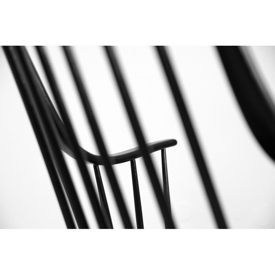 Image 1 of Fauteuil à bascule Grandessa vintage suédois en bois noir par Lena Larsson pour Nesto, 1960s