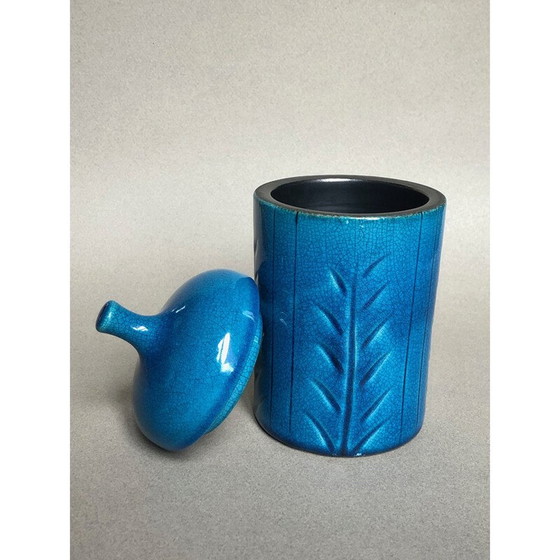 Image 1 of Boîte vintage en céramique bleue de Pol Chambost, 1960