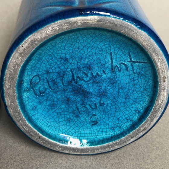 Image 1 of Boîte vintage en céramique bleue de Pol Chambost, 1960