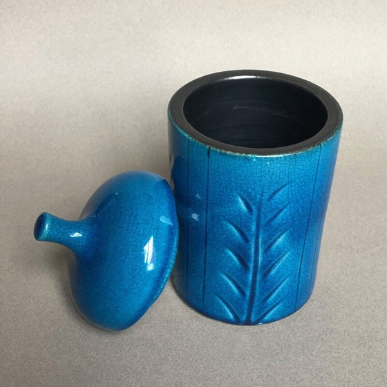 Image 1 of Boîte vintage en céramique bleue de Pol Chambost, 1960