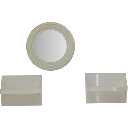 Miroir rond et deux étagères, Tchécoslovaquie, 1970