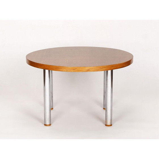 Image 1 of Table basse vintage en placage de chêne et acier, 1950