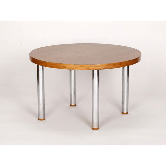 Image 1 of Table basse vintage en placage de chêne et acier, 1950