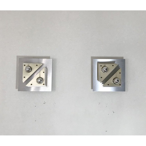 Paire d'appliques cinétiques vintage en aluminium et laiton, 1970