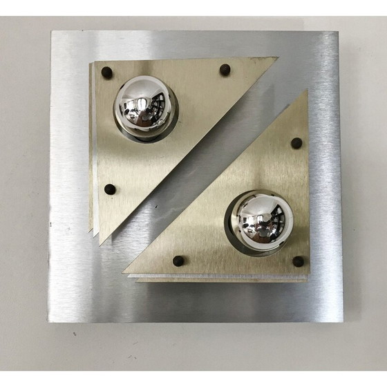 Image 1 of Paire d'appliques cinétiques vintage en aluminium et laiton, 1970