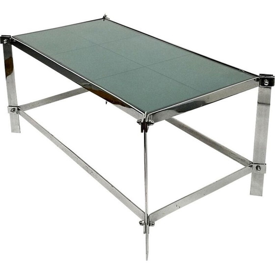 Image 1 of Table basse vintage en acier chromé faite à la main, 1960