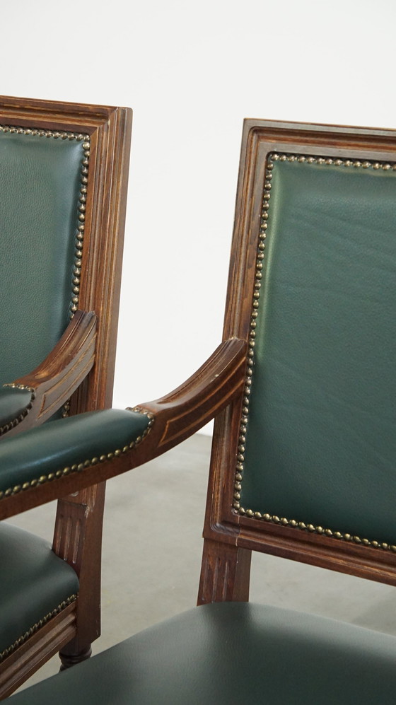 Image 1 of 2 X Chaise Gainsborough en cuir de boeuf vert foncé