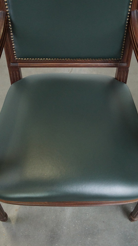 Image 1 of 2 X Chaise Gainsborough en cuir de boeuf vert foncé