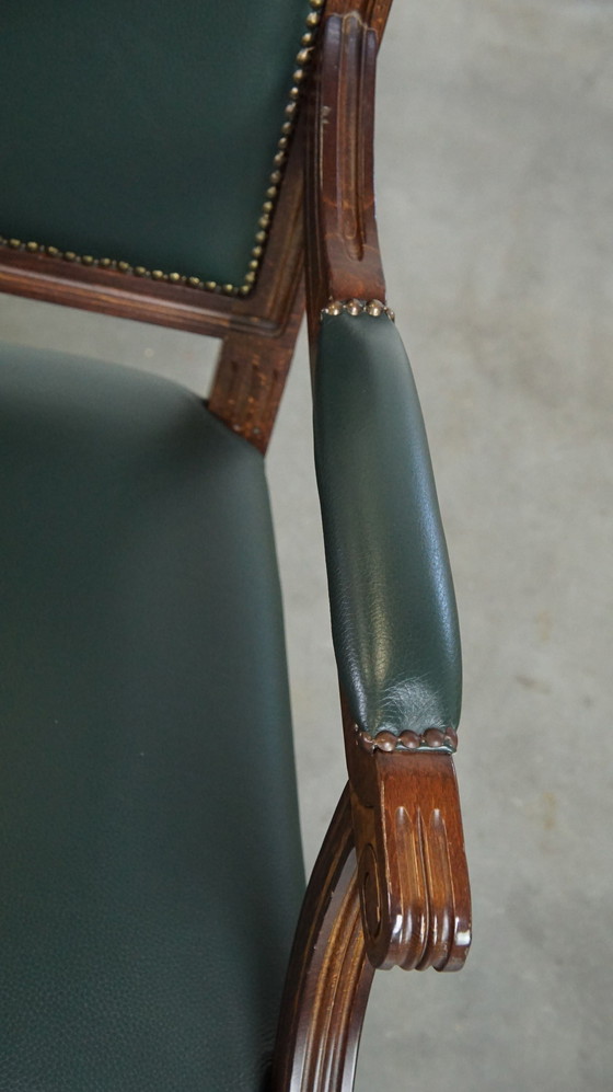 Image 1 of 2 X Chaise Gainsborough en cuir de boeuf vert foncé