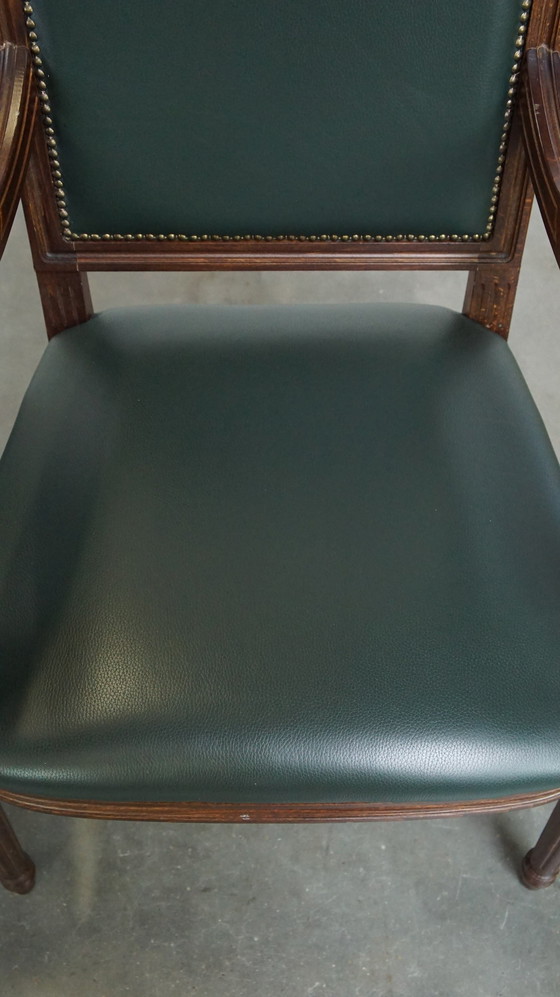 Image 1 of 2 X Chaise Gainsborough en cuir de boeuf vert foncé