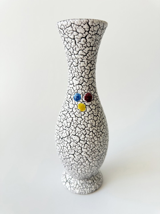 Image 1 of Jopeko Set de 2 Vases En Céramique Avec Émail Craquelé / Émail Retraité, West Germany, Wgp, Mid Century Modern, 1950