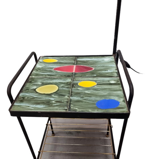 Image 1 of Lampe de lecture vintage avec table en carreaux