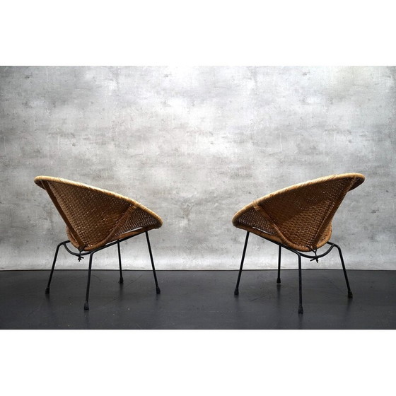 Image 1 of Paire de chaises de cocktail en osier, Allemagne 1960