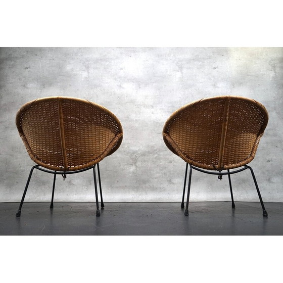 Image 1 of Paire de chaises de cocktail en osier, Allemagne 1960