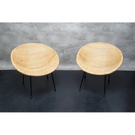 Image 1 of Paire de chaises de cocktail en osier, Allemagne 1960