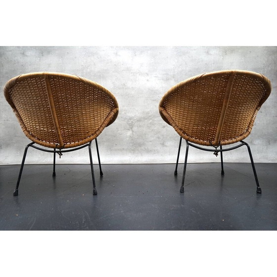 Image 1 of Paire de chaises de cocktail en osier, Allemagne 1960