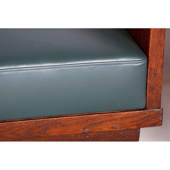 Image 1 of Ensemble de 4 fauteuils vintage en chêne et cuir, Tchécoslovaquie 1920