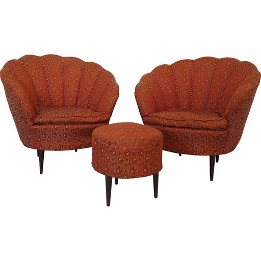 Paire de fauteuils en tissu vintage de Gio Ponti, Italie 1950