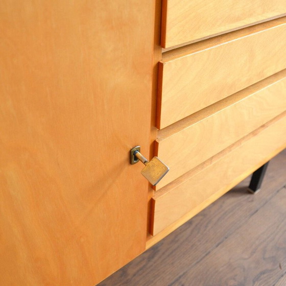 Image 1 of Buffet vintage en placage de bouleau laqué et métal, Allemagne 1960