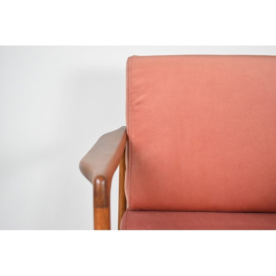 Image 1 of Fauteuil vintage en teck et velours rose de Zenon Baczyk, Danemark 1960