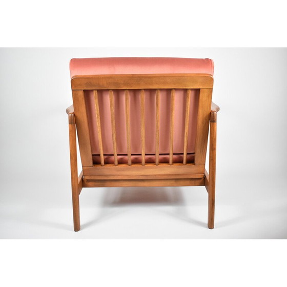 Image 1 of Fauteuil vintage en teck et velours rose de Zenon Baczyk, Danemark 1960