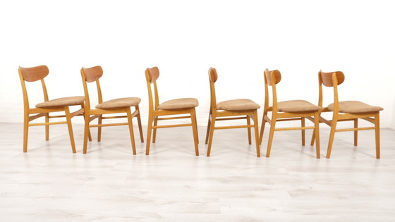 Image 1 of 6 X Chaises de salle à manger Danish Design Teck Reupholstered