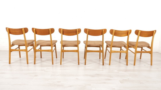 Image 1 of 6 X Chaises de salle à manger Danish Design Teck Reupholstered