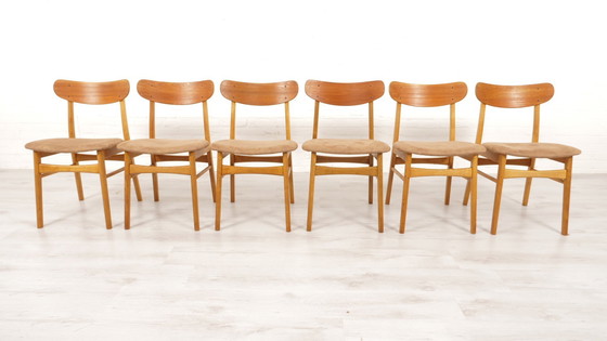 Image 1 of 6 X Chaises de salle à manger Danish Design Teck Reupholstered