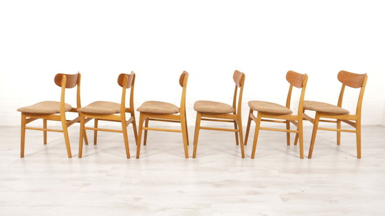 Image 1 of 6 X Chaises de salle à manger Danish Design Teck Reupholstered