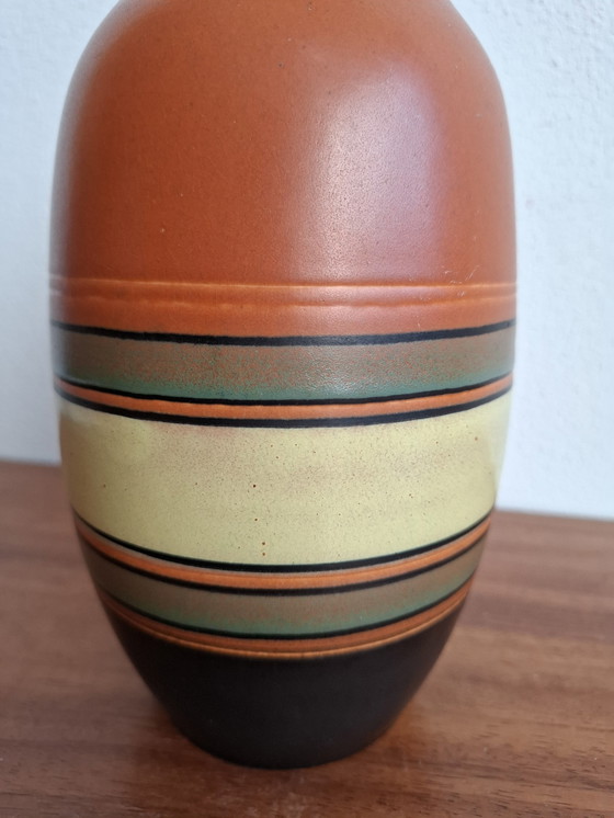 Image 1 of Vase Vintage Allemagne de l'Ouest Orange, Noir, Jaune