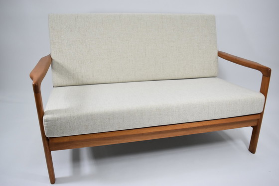 Image 1 of Two-Seater Scandinavian Sofa, Cappuccino & Teak