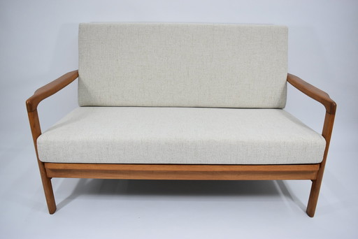 Two-Seater Scandinavian Sofa, Cappuccino & Teak