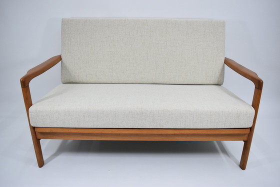 Image 1 of Two-Seater Scandinavian Sofa, Cappuccino & Teak