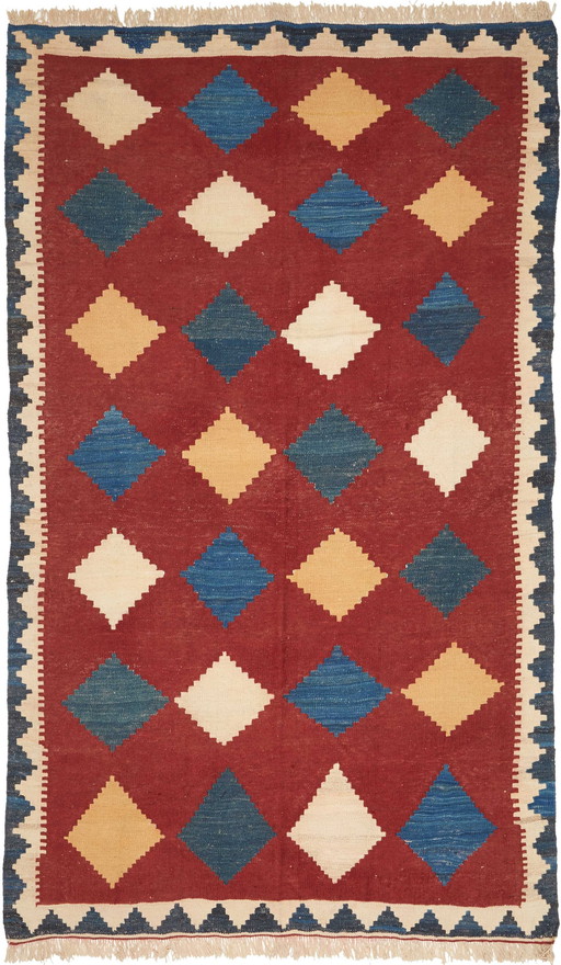 Kilim Fars Kashgaï -Tissé à la main-Utilisé 268 X 152 cm No. 448995