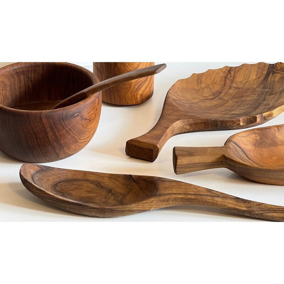 Image 1 of Bols vintage en bois d'olivier et teck
