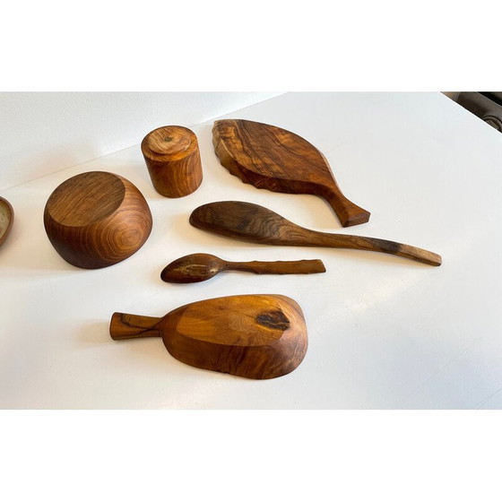 Image 1 of Bols vintage en bois d'olivier et teck
