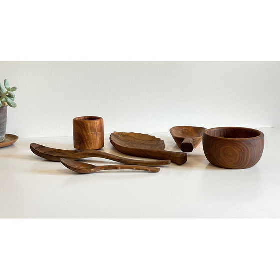 Image 1 of Bols vintage en bois d'olivier et teck
