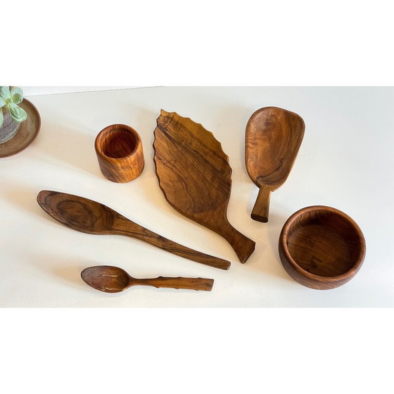 Image 1 of Bols vintage en bois d'olivier et teck