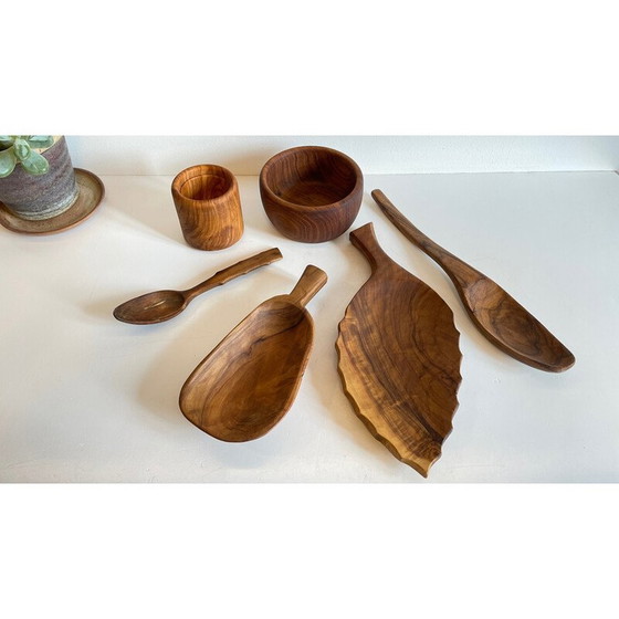 Image 1 of Bols vintage en bois d'olivier et teck