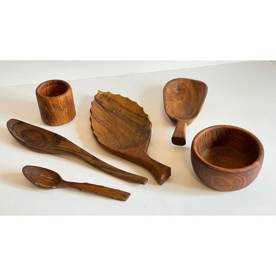 Image 1 of Bols vintage en bois d'olivier et teck