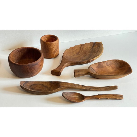 Image 1 of Bols vintage en bois d'olivier et teck