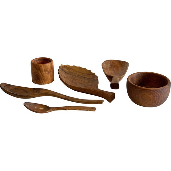 Image 1 of Bols vintage en bois d'olivier et teck