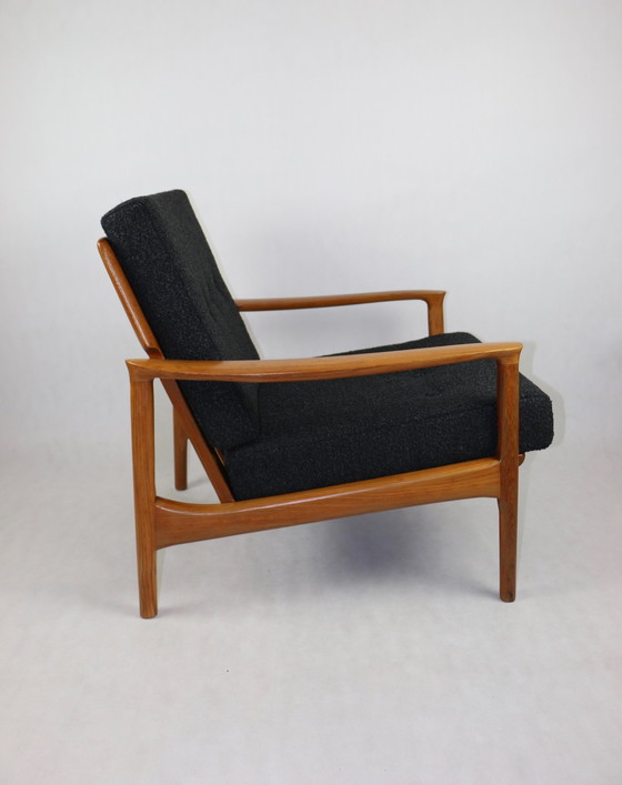 Image 1 of Chaise longue vintage danoise en bouclé noir