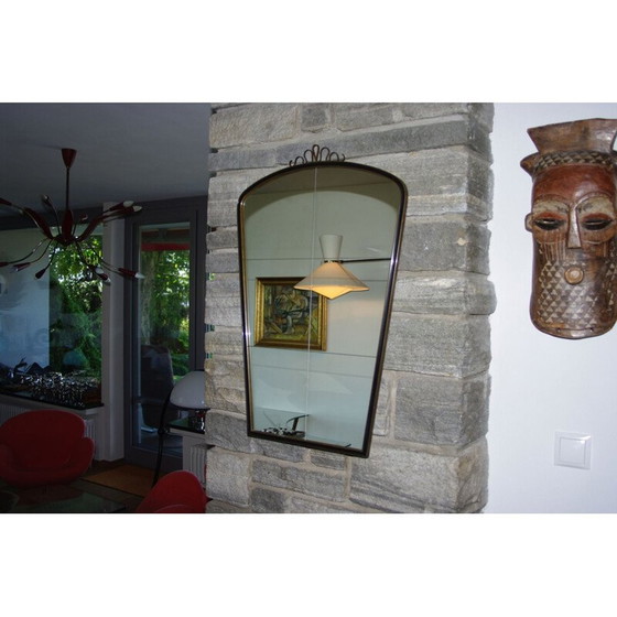 Image 1 of Miroir vintage en laiton, 1950